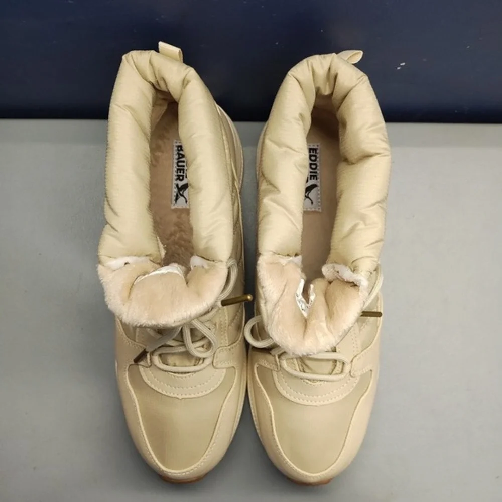 Eddie Bauer Balasana Winter Boots Womens US Size 11M Tan White Synthetic Lace Up